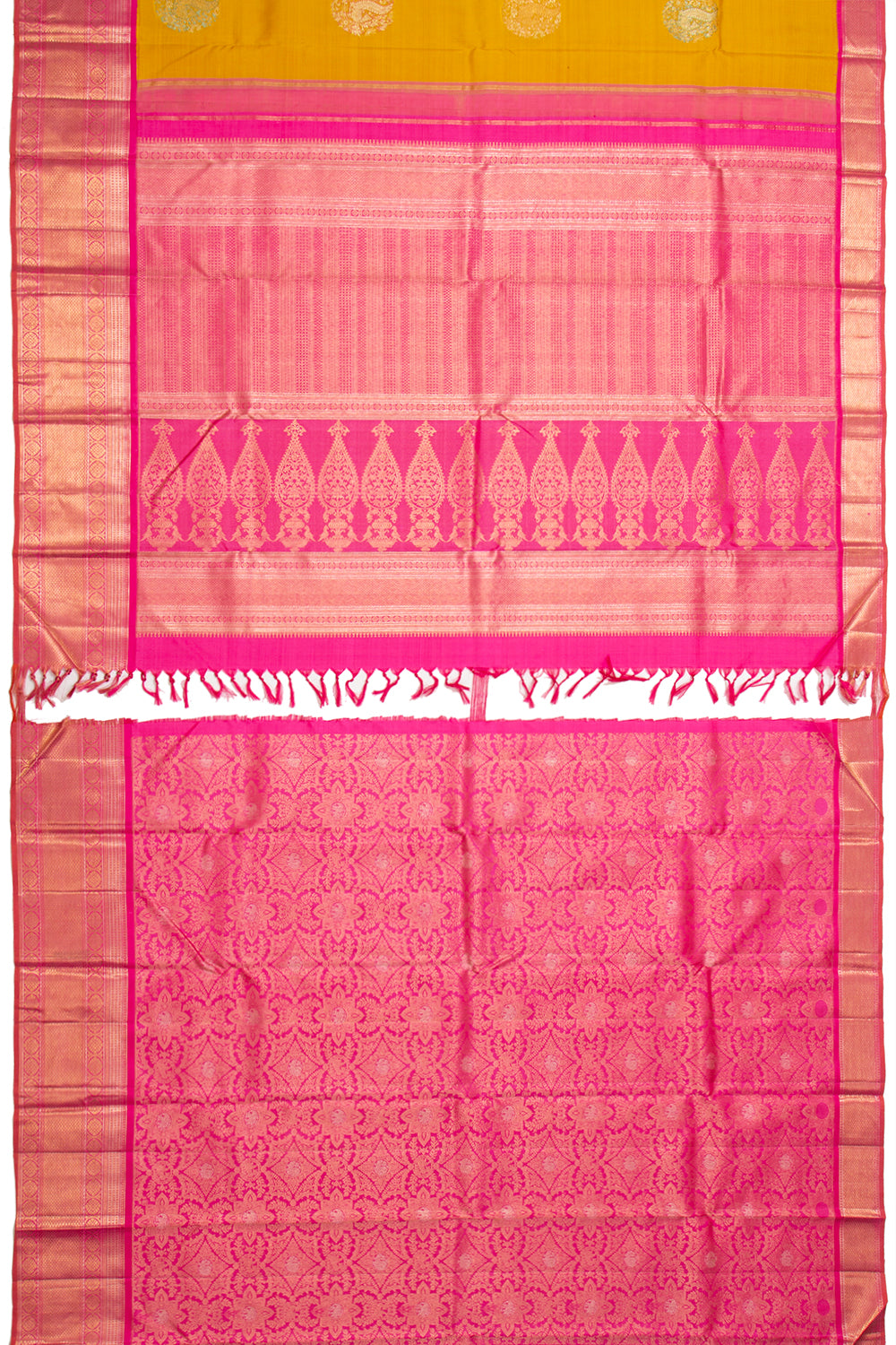 Kanchipuram Silk Butta Yellow Saree