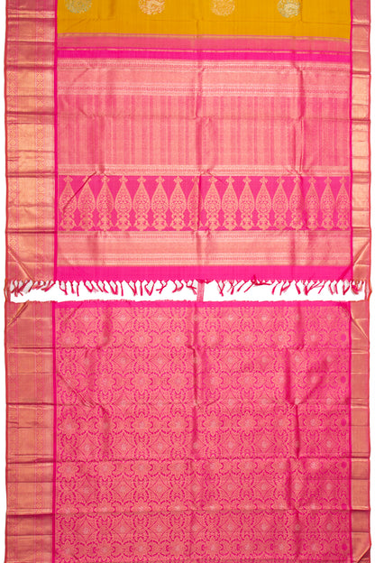 Kanchipuram Silk Butta Yellow Saree