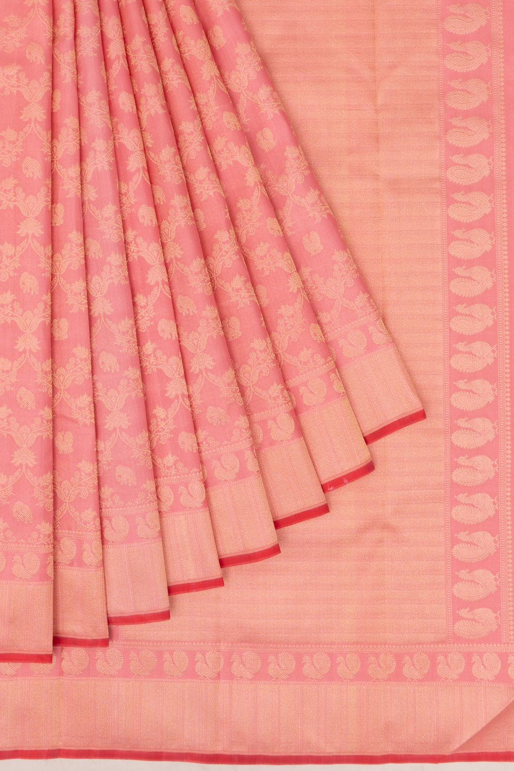 Taranga Kanchi Silk Jaal And Butta Baby Pink Saree