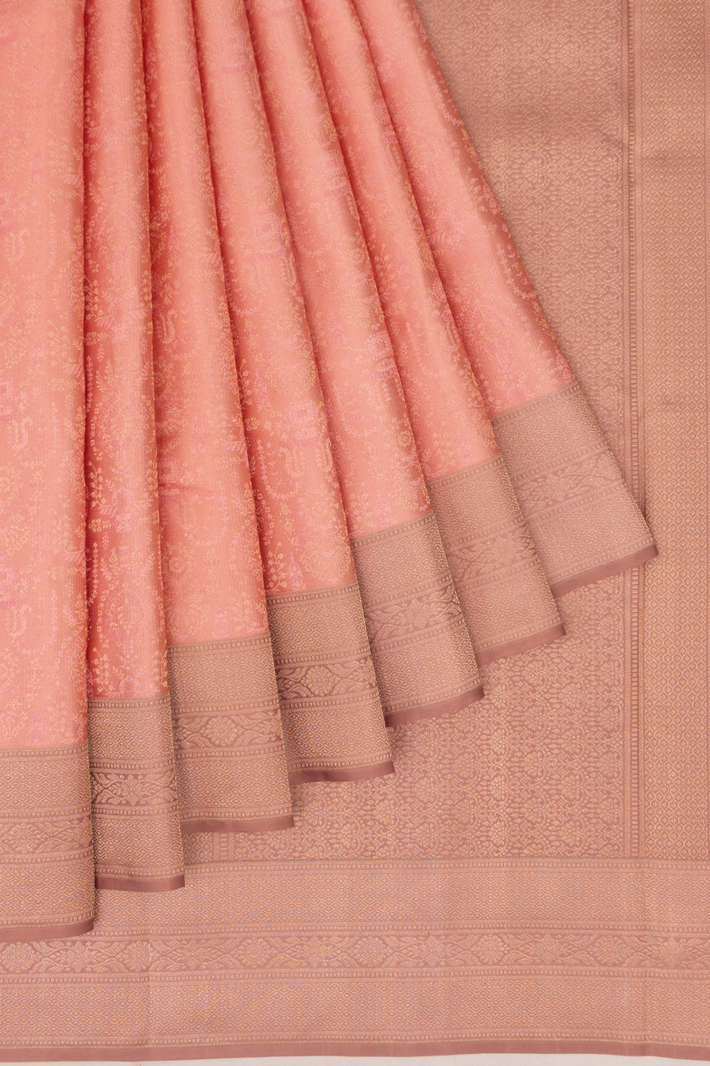 Taranga Kanchi Silk Brocade Peach Saree