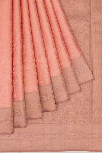 Taranga Kanchi Silk Brocade Peach Saree