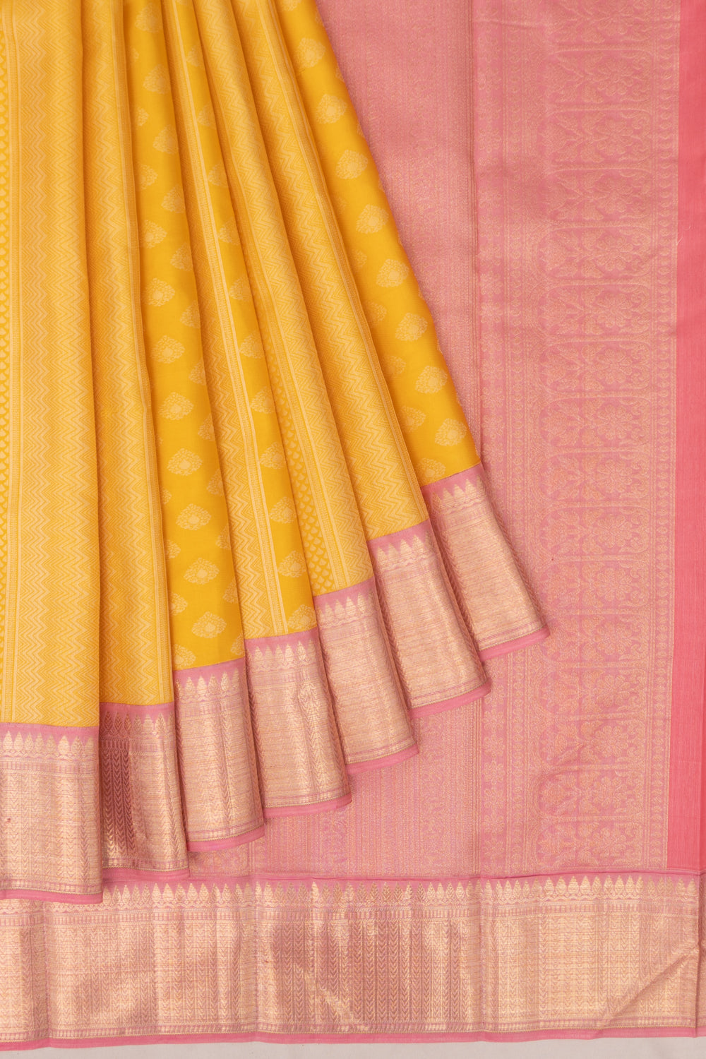 Taranga Kanchi Silk Brocade Yellow Saree