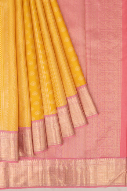 Taranga Kanchi Silk Brocade Yellow Saree