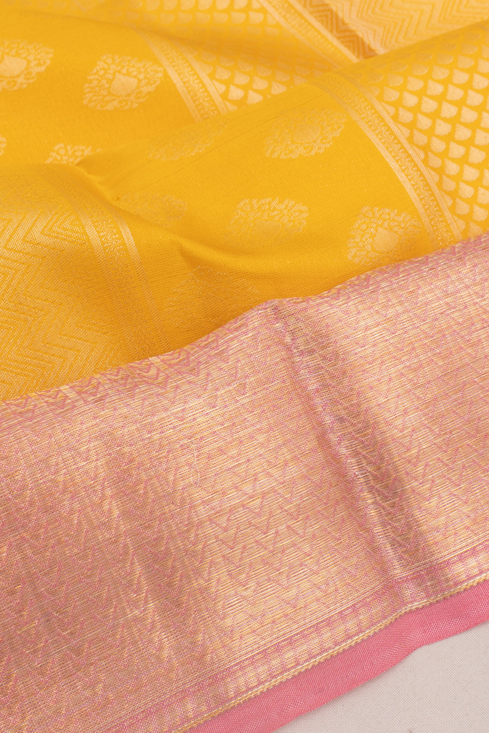 Taranga Kanchi Silk Brocade Yellow Saree