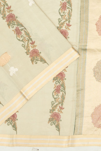 Banarasi Katan Silk Tissue Floral Printed And Butta Pastel G