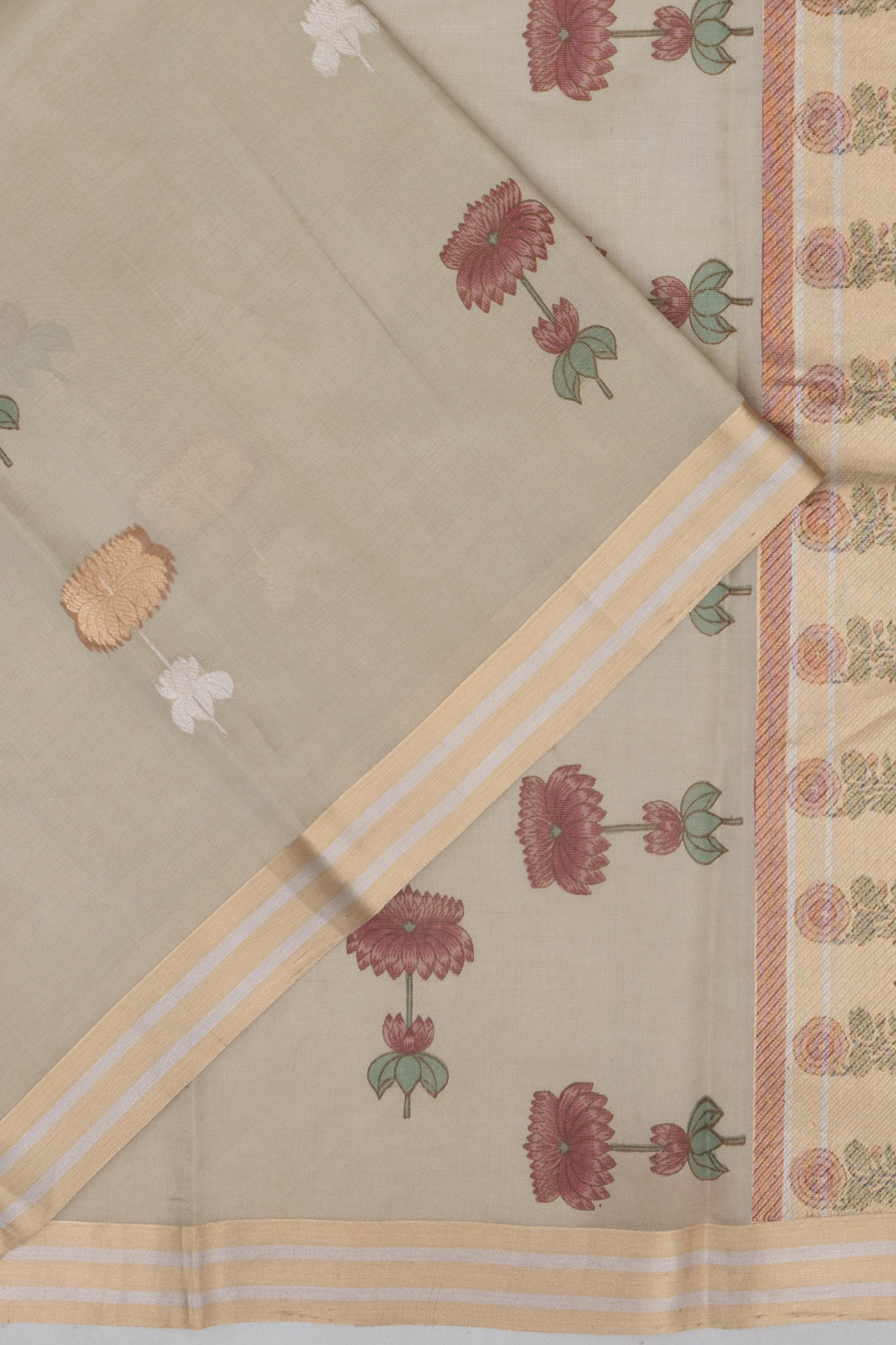 Banarasi Katan Silk Tissue Butta Grey Saree