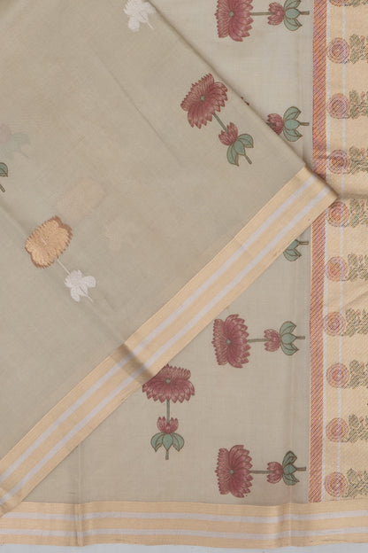 Banarasi Katan Silk Tissue Butta Grey Saree