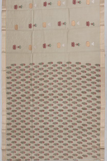 Banarasi Katan Silk Tissue Butta Grey Saree