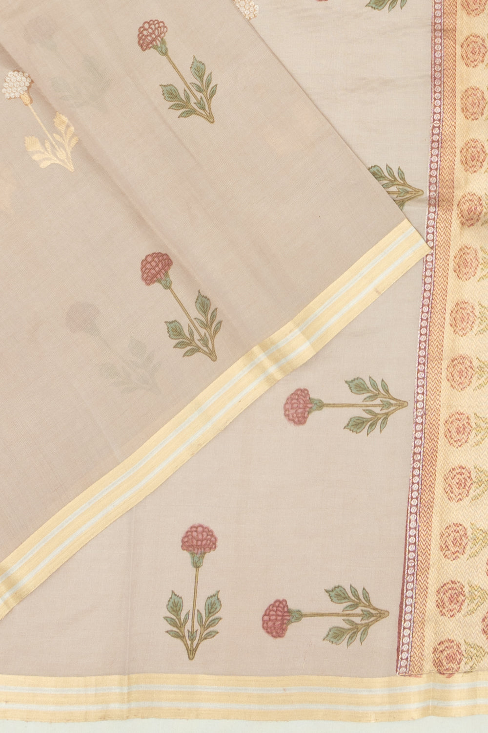 Banarasi Katan Silk Tissue Butta Cream Saree