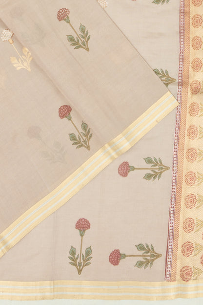 Banarasi Katan Silk Tissue Butta Cream Saree