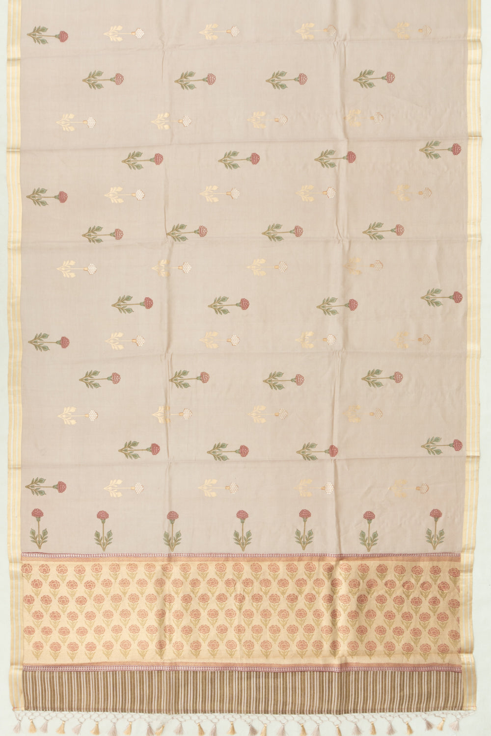 Banarasi Katan Silk Tissue Butta Cream Saree