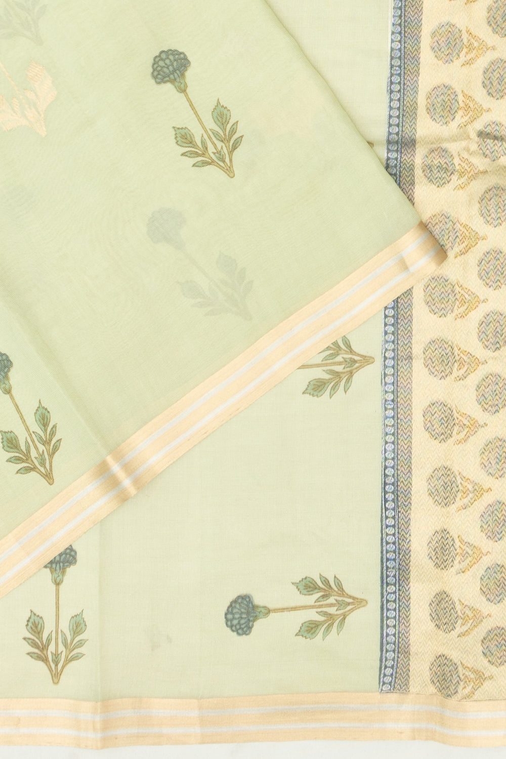Banarasi Katan Silk Tissue Butta Pista Green Saree