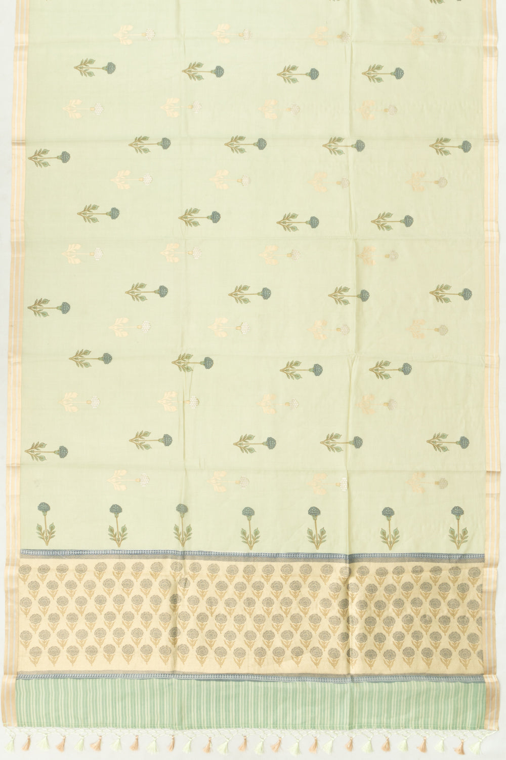 Banarasi Katan Silk Tissue Butta Pista Green Saree