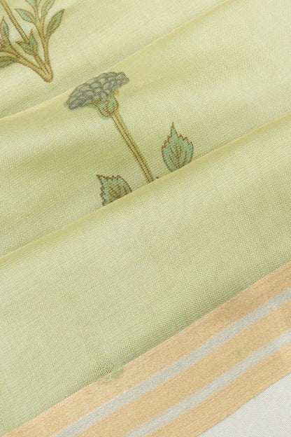 Banarasi Katan Silk Tissue Butta Pista Green Saree