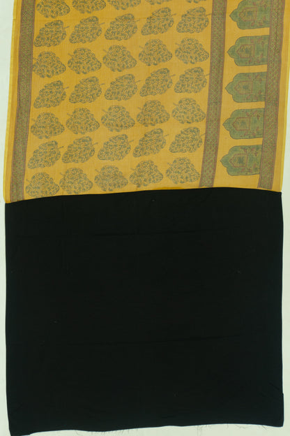 Kota Cotton Ajrak Printed Yellow Saree