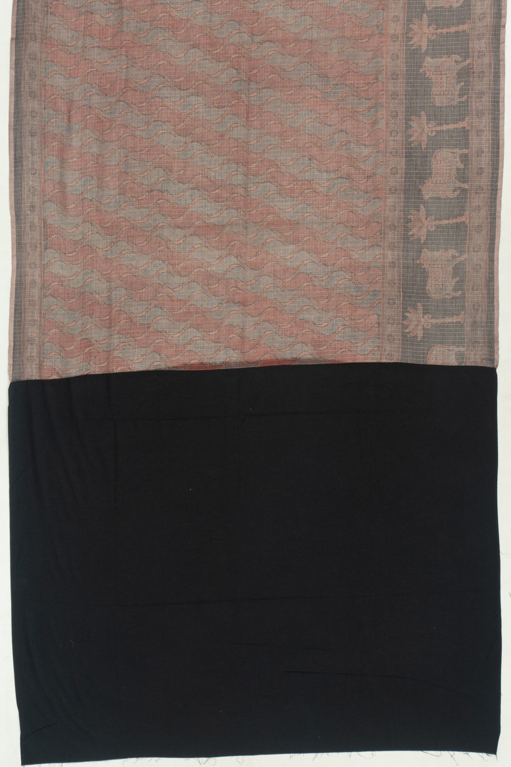 Kota Cotton Ajrak Printed Brown Saree