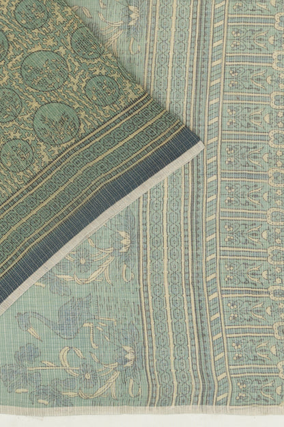 Kota Cotton Ajrak Printed Pastel Green Saree