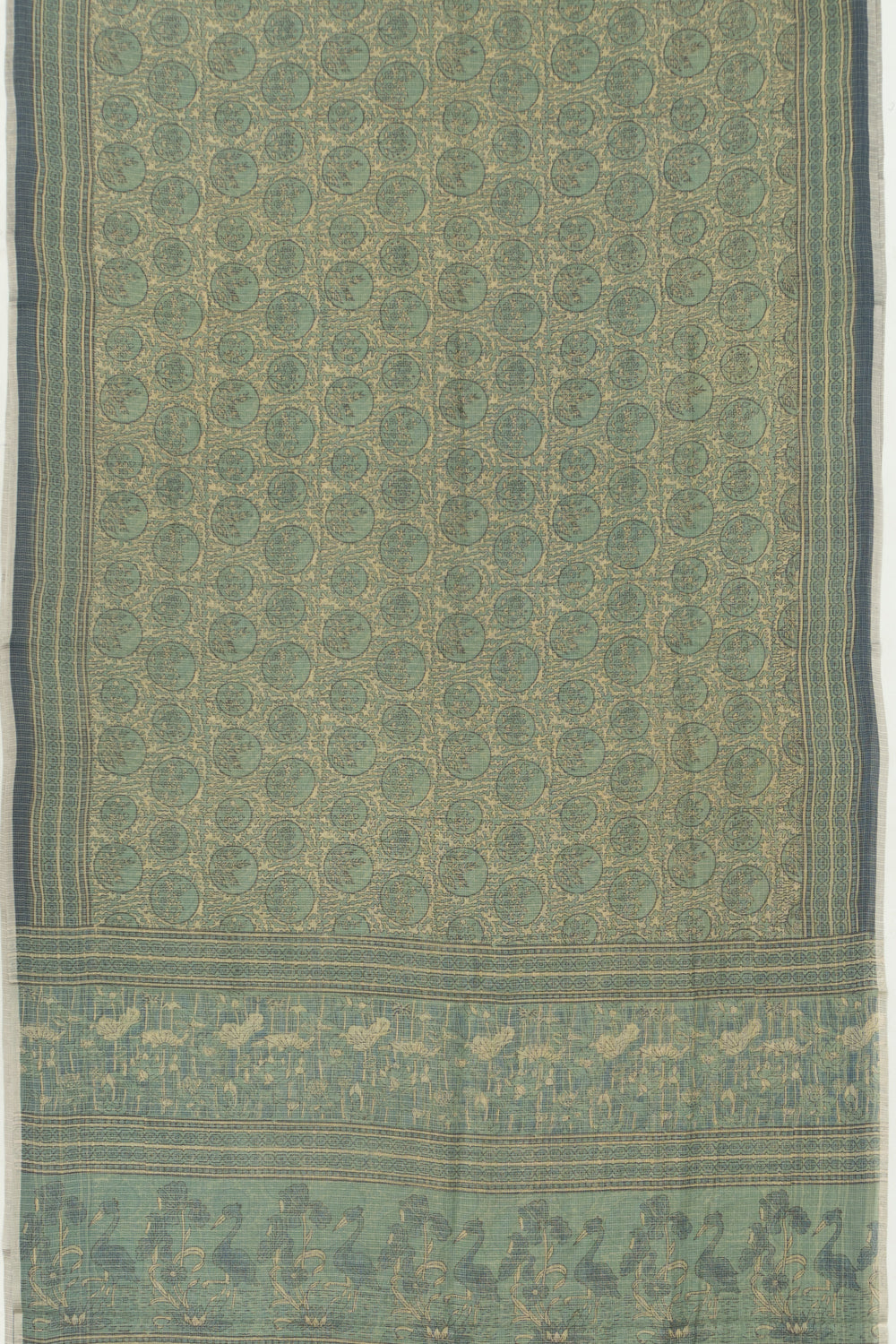 Kota Cotton Ajrak Printed Pastel Green Saree