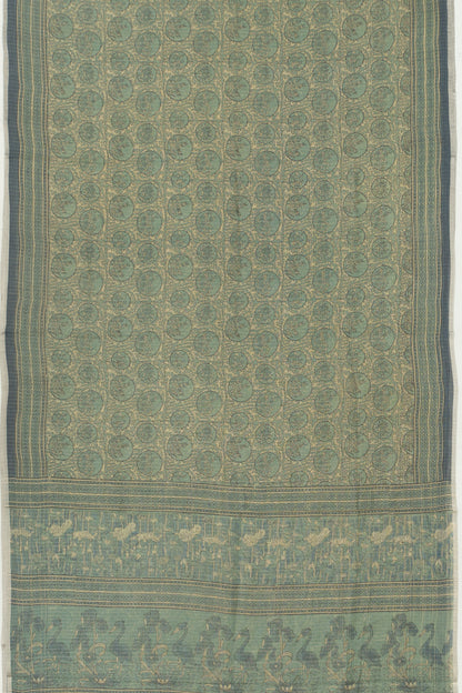 Kota Cotton Ajrak Printed Pastel Green Saree