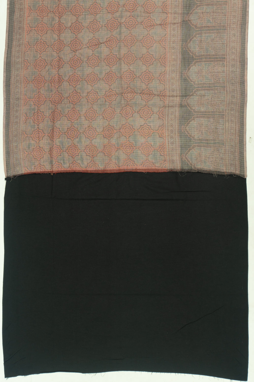 Kota Cotton Ajrak Printed Brown Saree