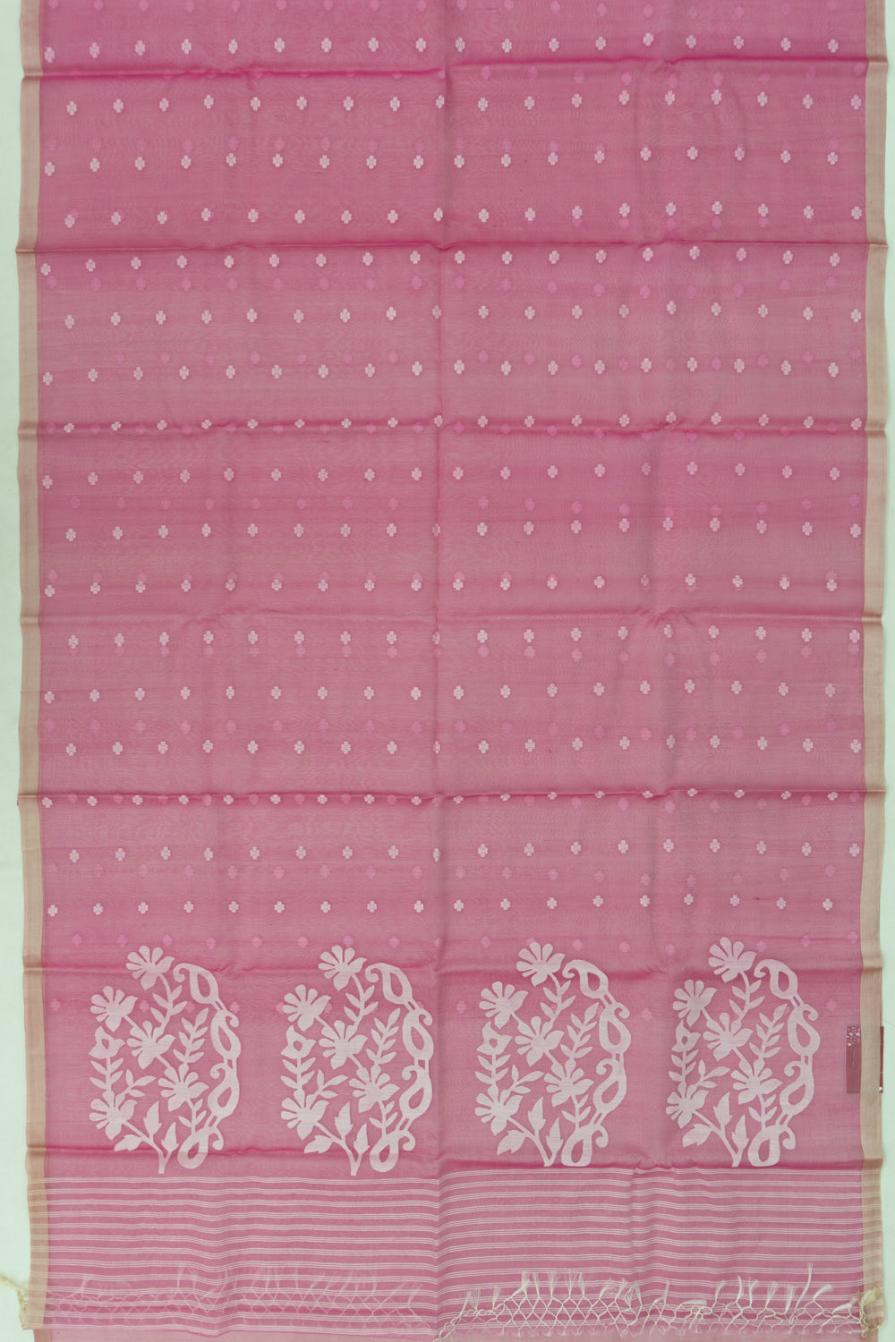Dhakai Kora Organza Jamdani Butta Pink Saree