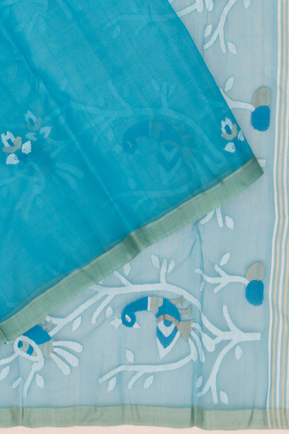 Dhakai Kora Organza Jamdani Butta Sky Blue Saree