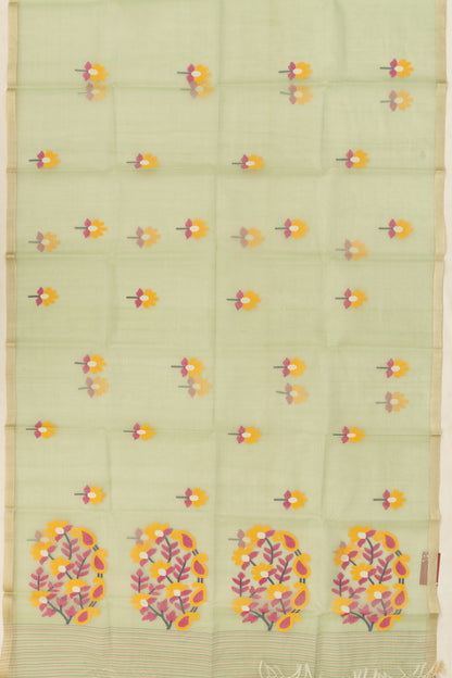 Dhakai Kora Organza Jamdani Butta Pastel Green Saree