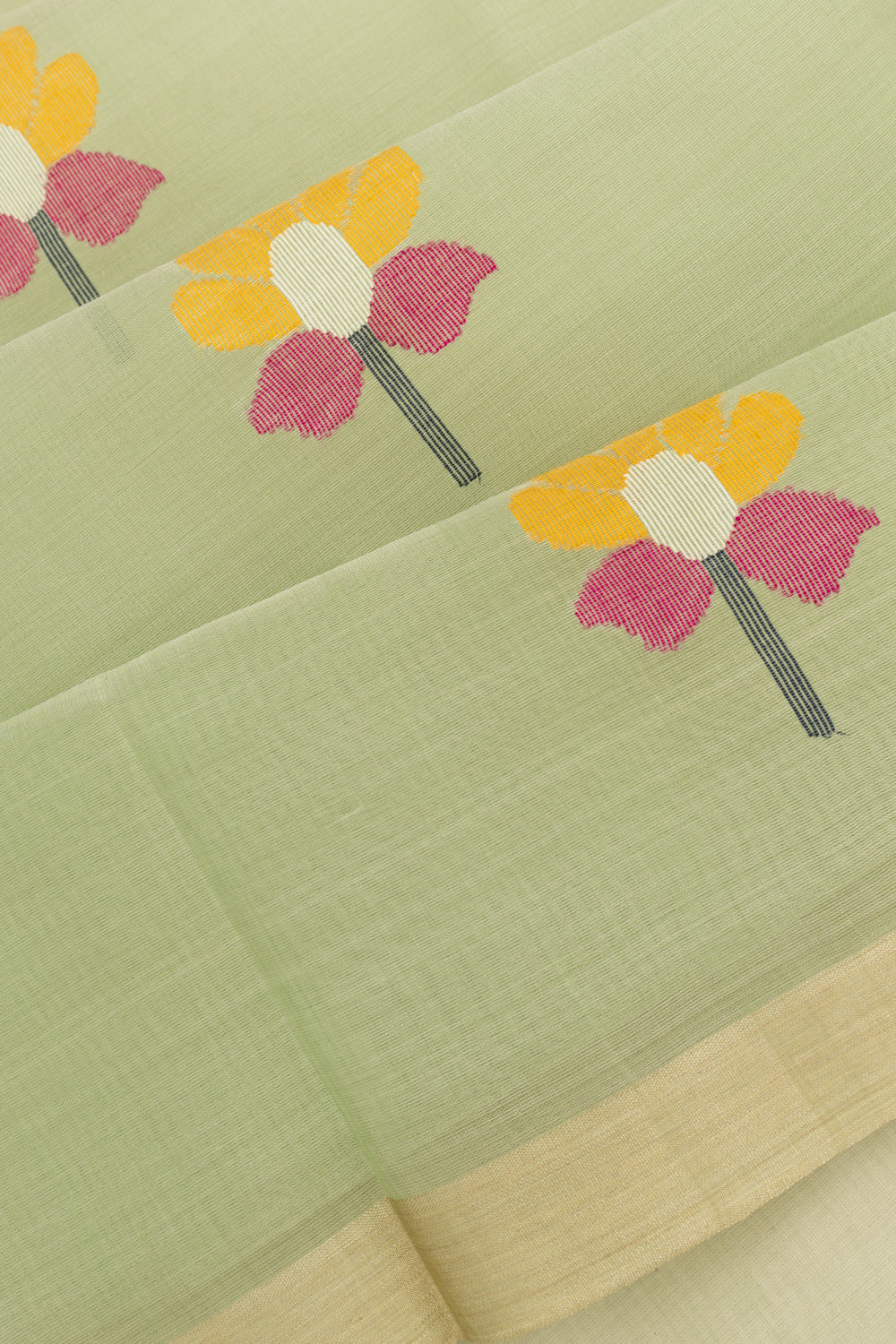 Dhakai Kora Organza Jamdani Butta Pastel Green Saree