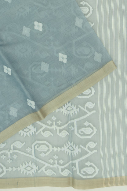 Dhakai Kora Organza Jamdani Butta Grey Saree