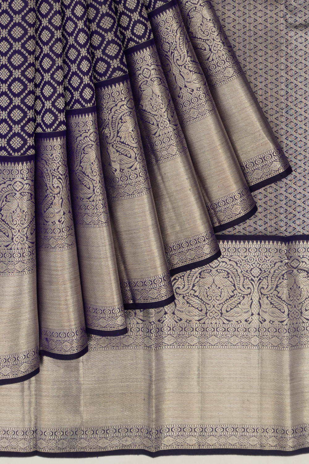 Kanchipuram Silk Brocade Dark Blue Saree