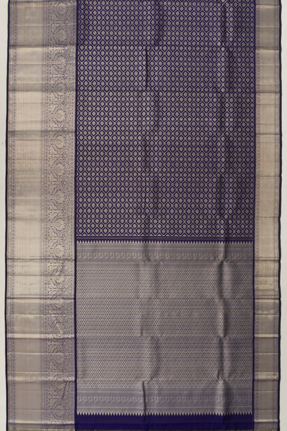 Kanchipuram Silk Brocade Dark Blue Saree