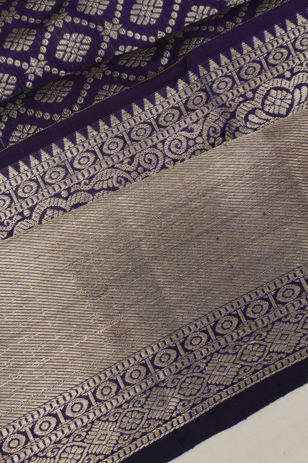 Kanchipuram Silk Brocade Dark Blue Saree