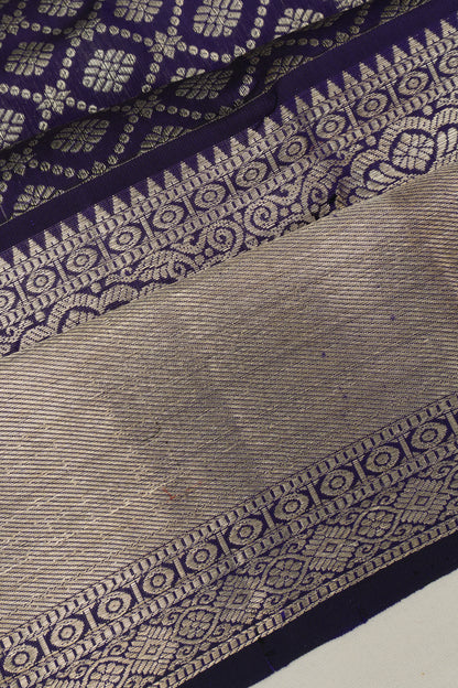 Kanchipuram Silk Brocade Dark Blue Saree