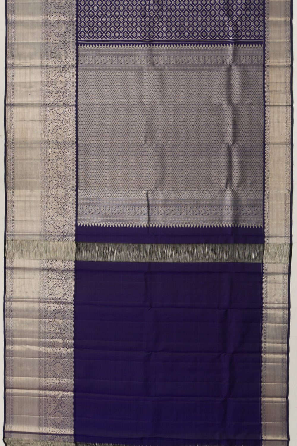 Kanchipuram Silk Brocade Dark Blue Saree