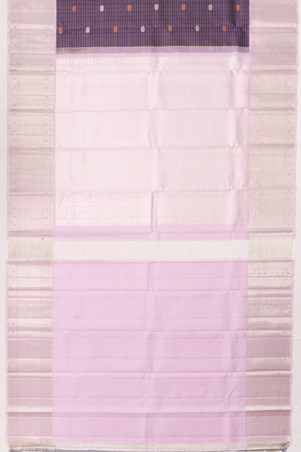 Kanchipuram Silk Checks And Butta Deep Purple Saree