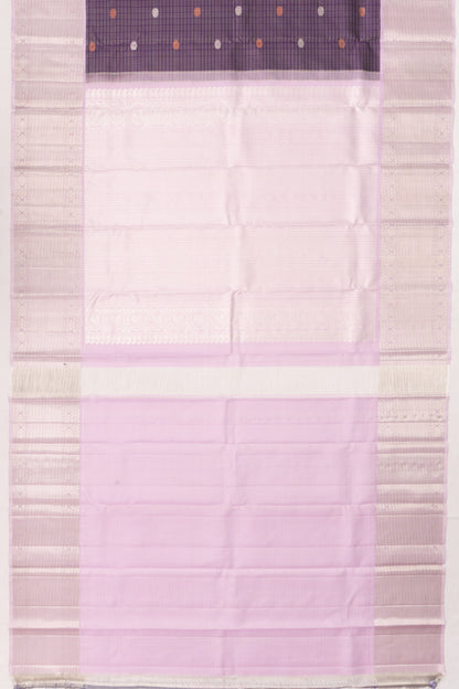 Kanchipuram Silk Checks And Butta Deep Purple Saree