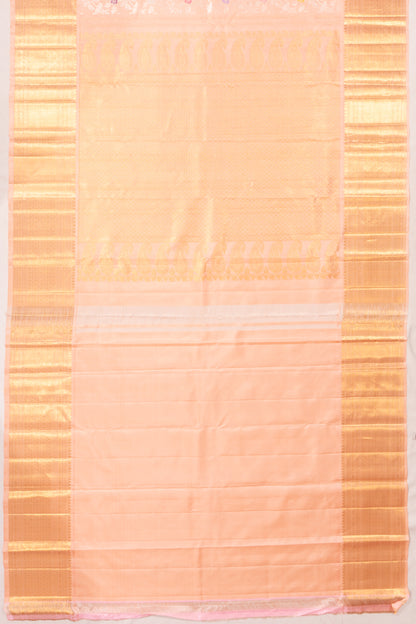 Kanchipuram Silk Tissue Jaal Peach Saree
