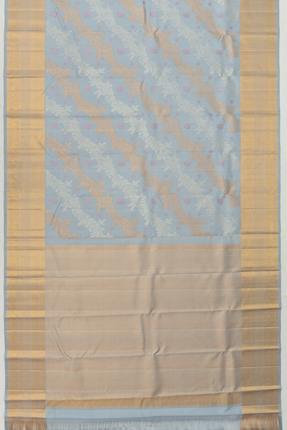 Kanchipuram Silk Jaal Pastel Blue Saree