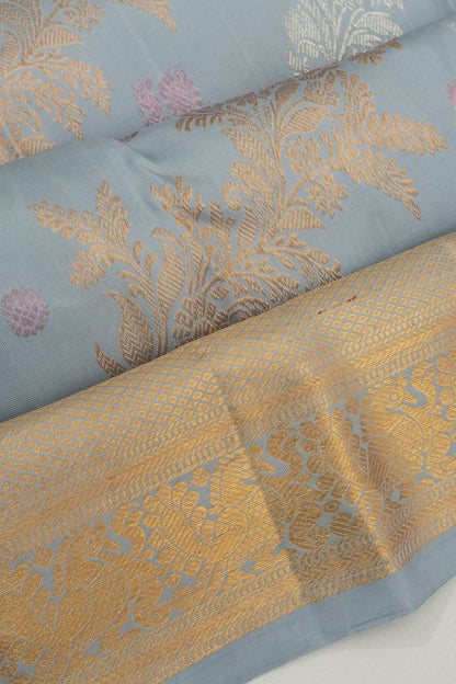 Kanchipuram Silk Jaal Pastel Blue Saree