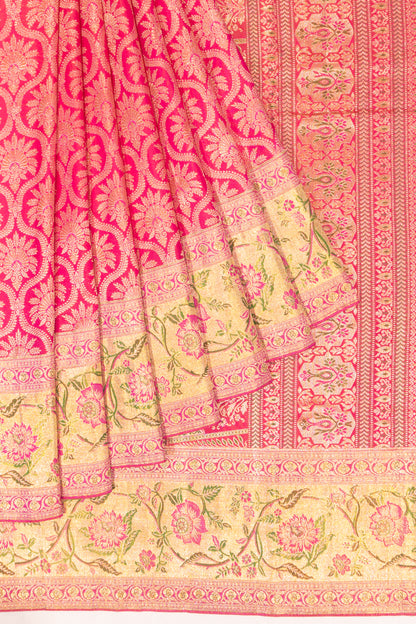 Kanchipuram Silk Brocade Pink Saree