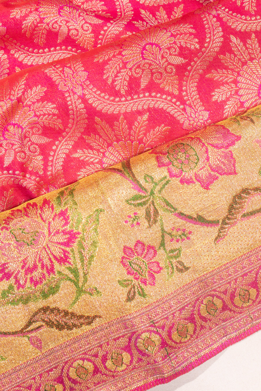 Kanchipuram Silk Brocade Pink Saree
