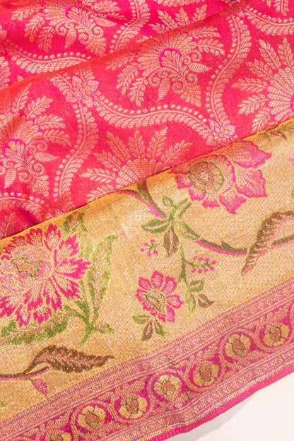 Kanchipuram Silk Brocade Pink Saree