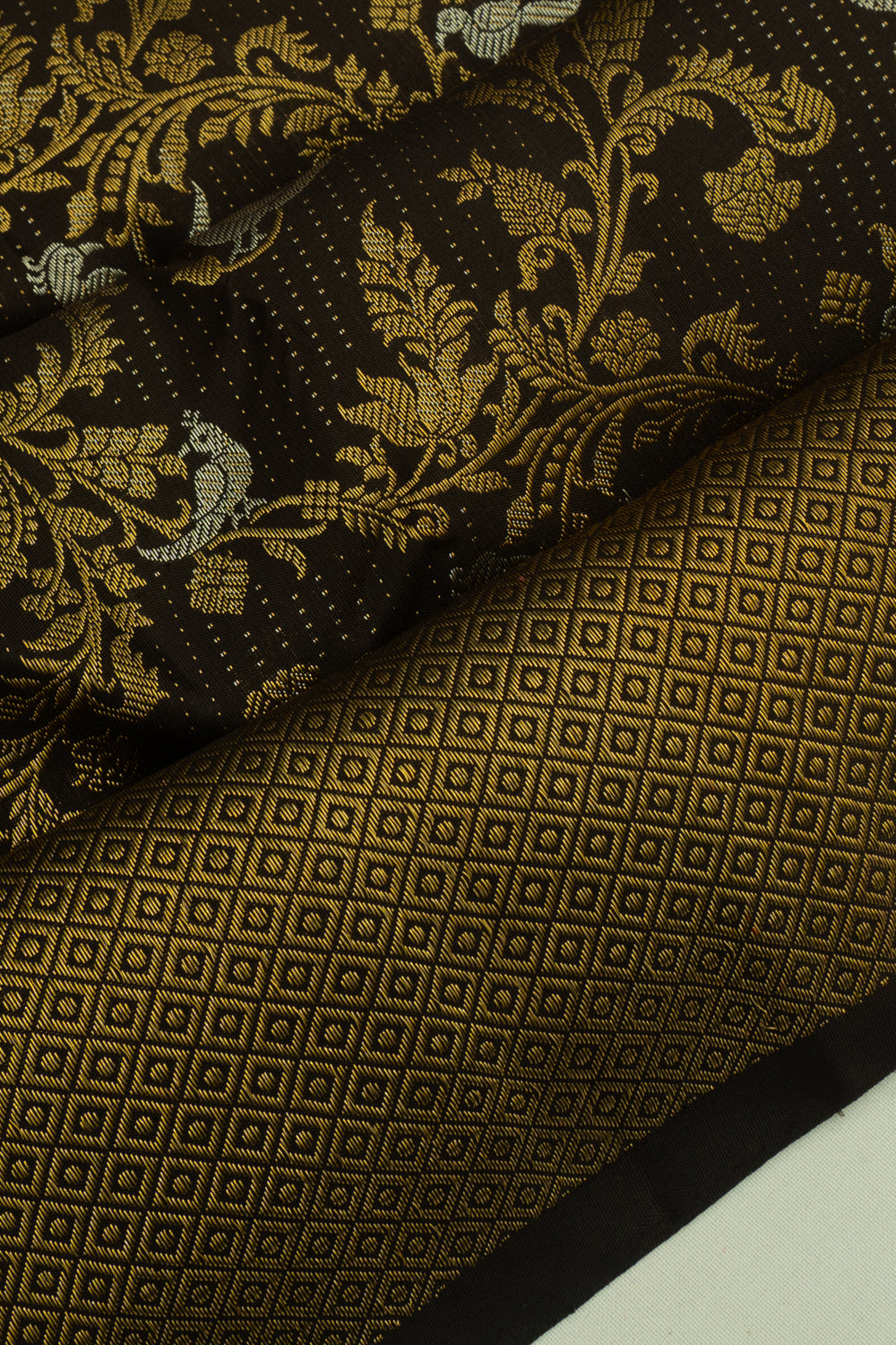 Kanchipuram Silk Brocade Black Saree