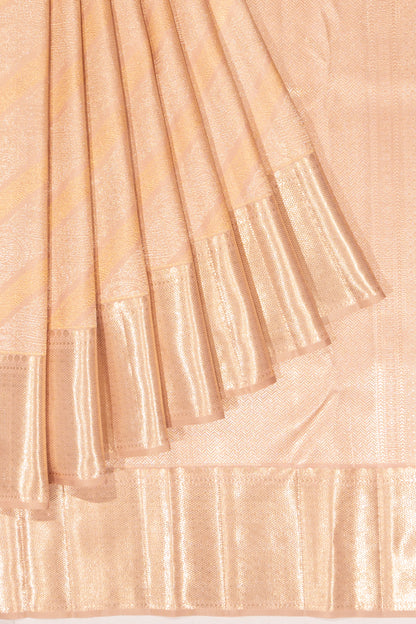 Kanchipuram Silk Tissue Brocade Peach Saree