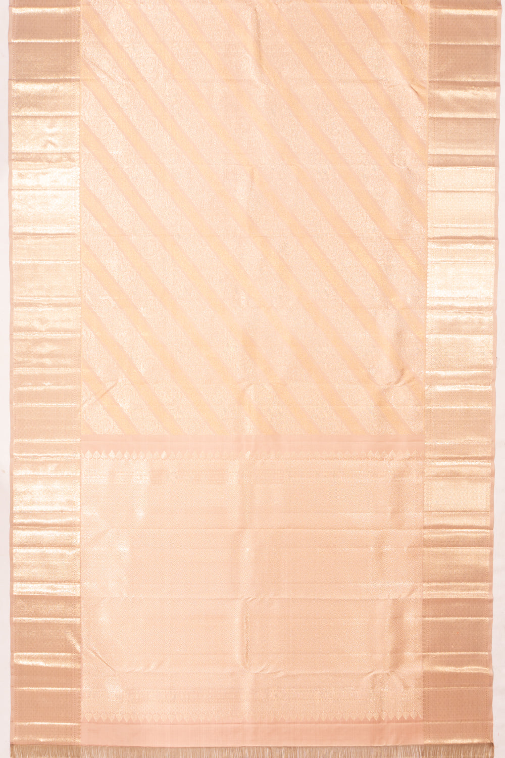 Kanchipuram Silk Tissue Brocade Peach Saree