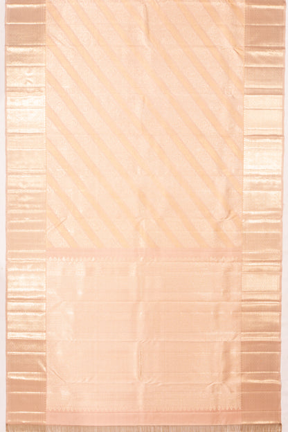 Kanchipuram Silk Tissue Brocade Peach Saree