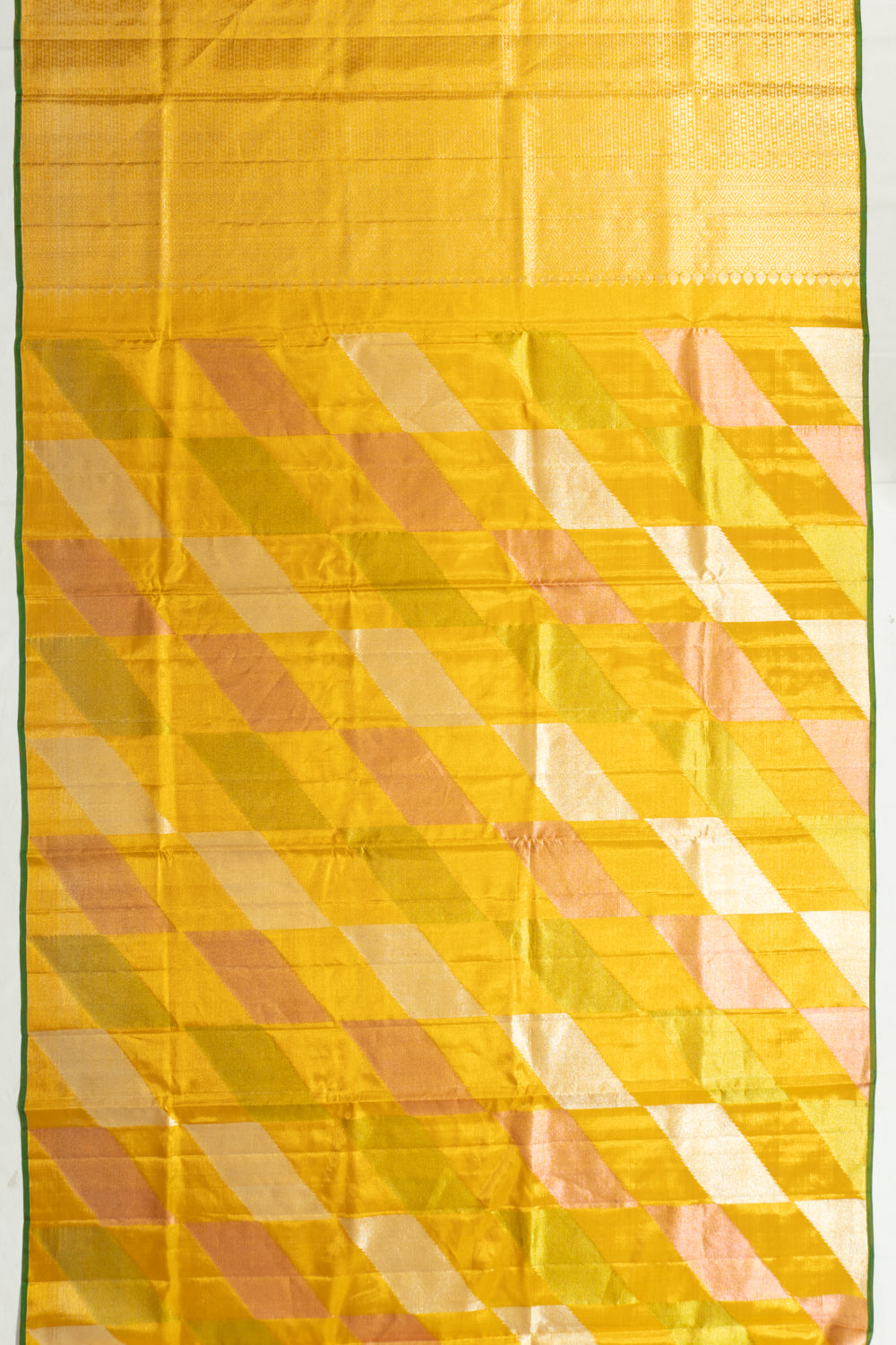 Kanchipuram Silk Tissue Geometrical Brocade Gold Saree