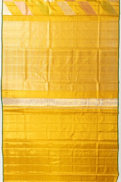 Kanchipuram Silk Tissue Geometrical Brocade Gold Saree