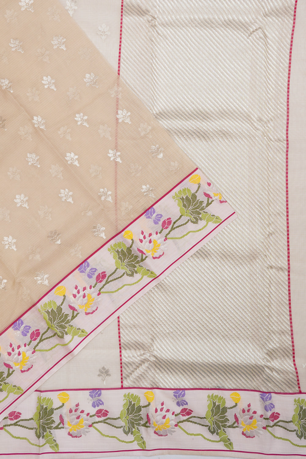 Kota Cotton Butta Cream Saree