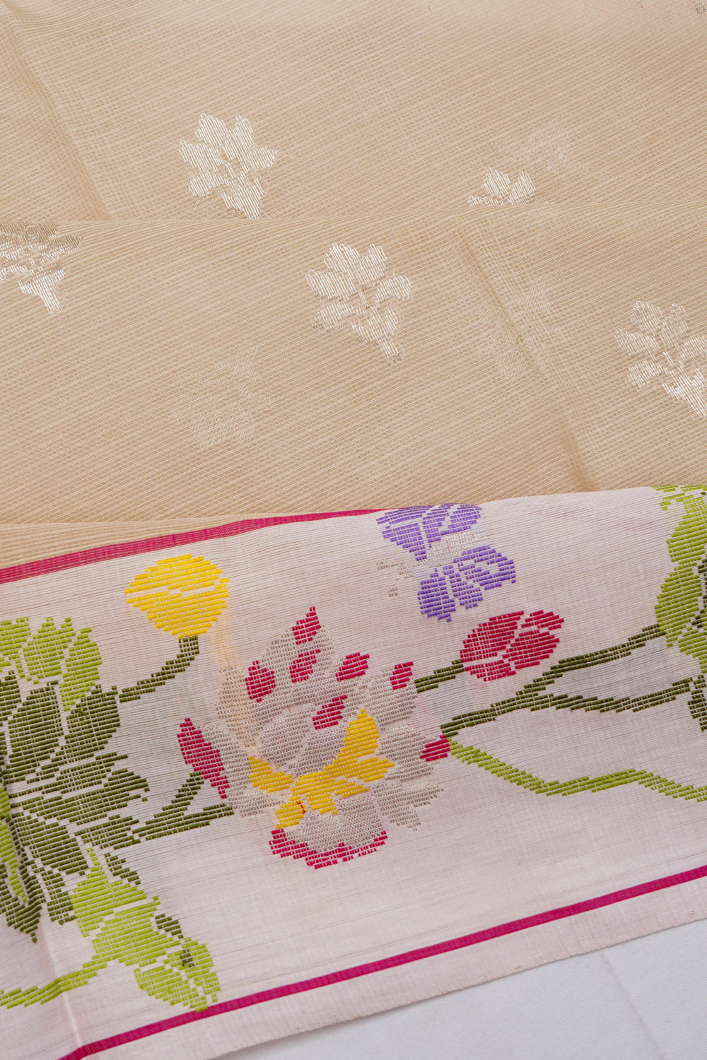 Kota Cotton Butta Cream Saree
